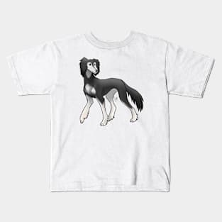 Dog - Saluki - Feathered Black and Silver Kids T-Shirt